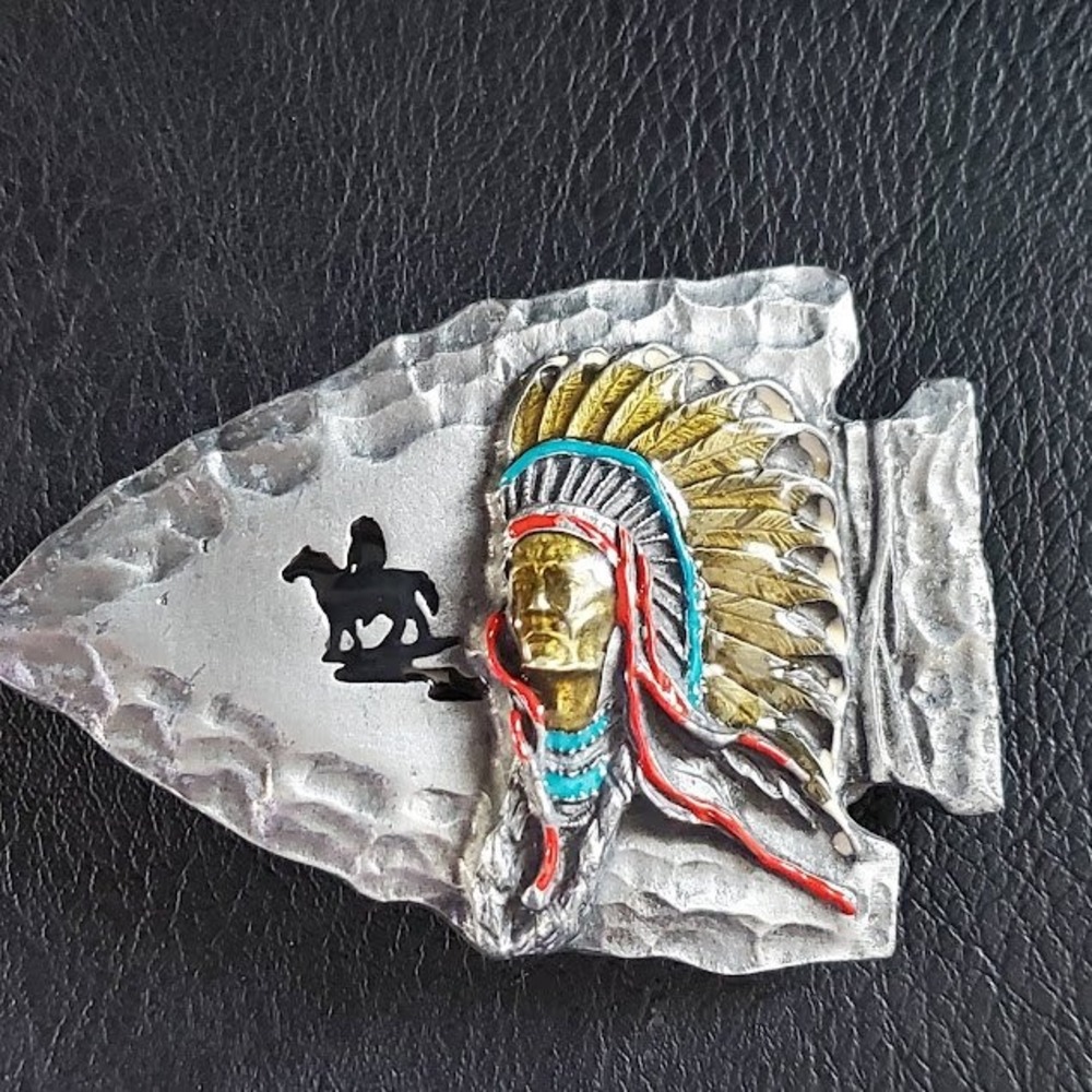 Vintage 1988 Siskiyou Pewter Arrowhead Chief Joseph Belt Buckle USA Western J80 - Picture 3 of 8
